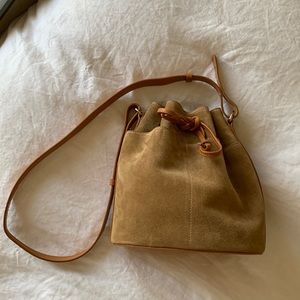 Sezane taupe suede purse